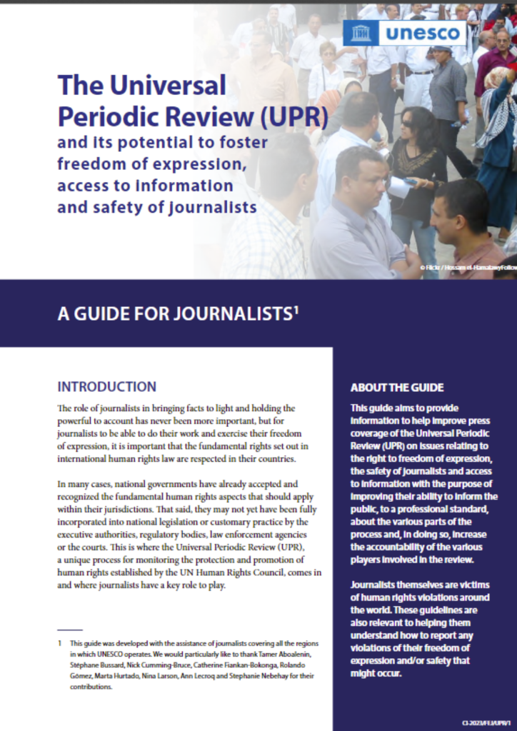 The Universal Periodic Review (UPR) and its potential to foster freedom of expression, access to information and safety of journalists