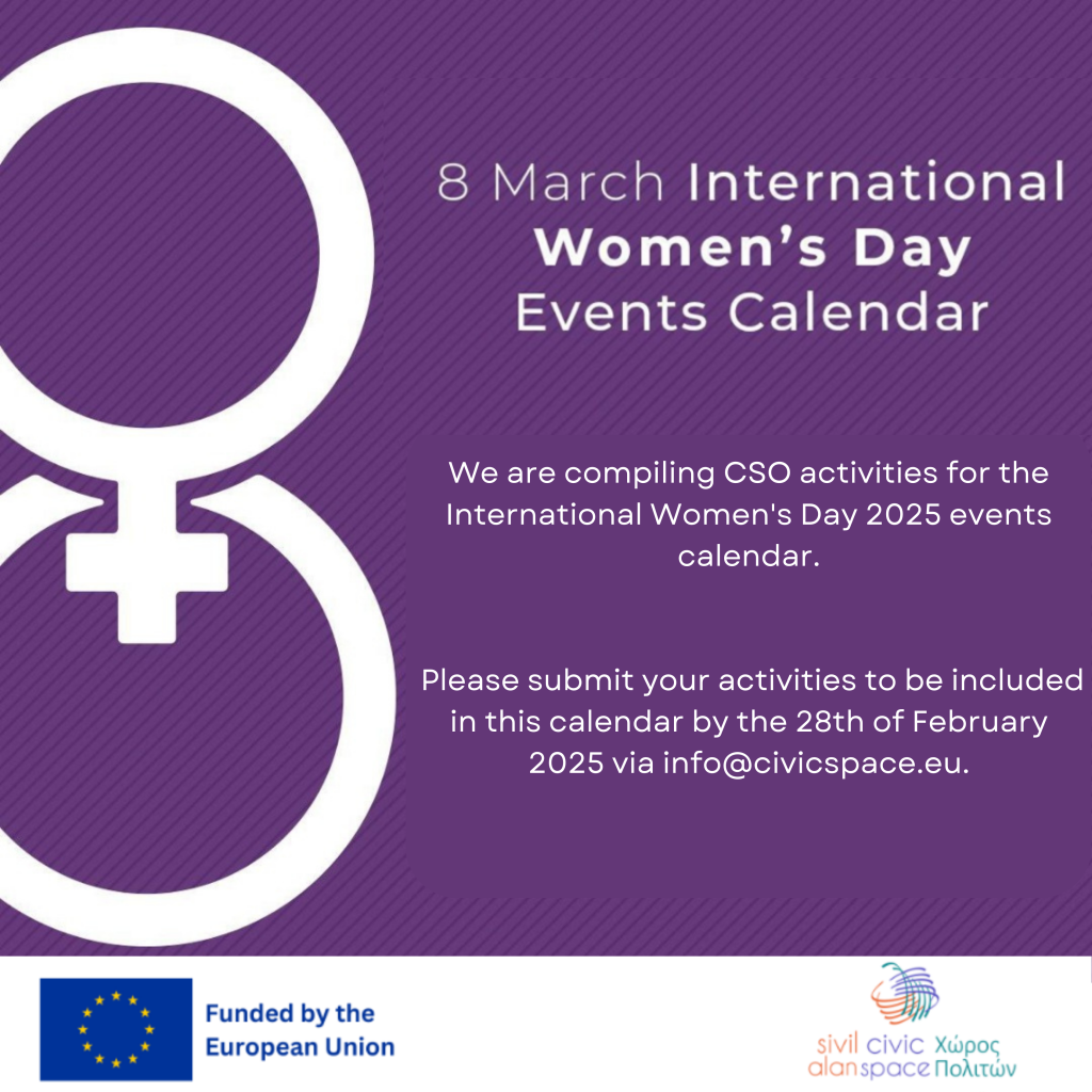 We are compiling an International Women’s Day 2025 events calendar to highlight the activities organized by civil society organizations!